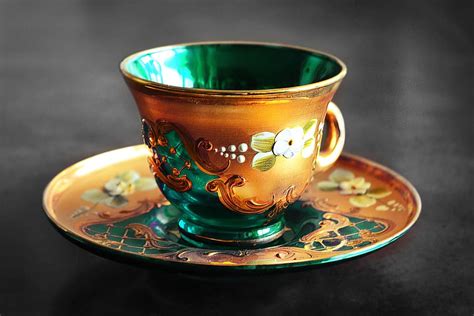 Shot Ornamental Tea Cup Closeup Fooddrink Drinks Tea Cup
