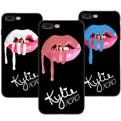 Black Soft Silicone Tpu Phone Case Kylie Jenner Lipstick Lips Cover For Iphone Se 5 5s 6 6s Plus