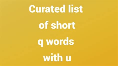 Complete List Of Short Q Words