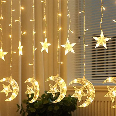 Ramadan Twinkle Star 138 Led Star Moon Curtain String Lights Eid