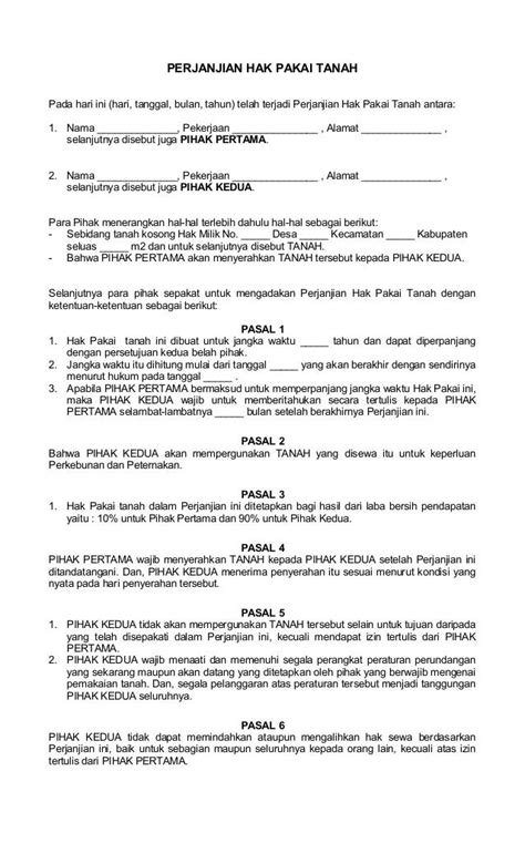 Surat Perjanjian Hak Pakai Tanah Riset