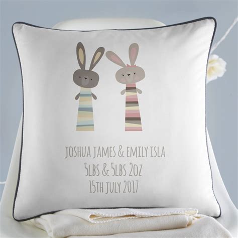 Frames, prints, and clothing can be personalized to commemorate the arrival of twins and welcome them to the world. twins personalised gift cushion by koko blossom ...