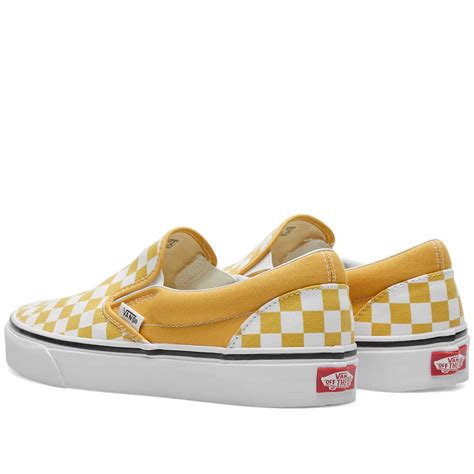 Vans Classic Slip On Checkerboard Ochre And True White End Nl