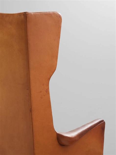 Frits Henningsen Wingback Lounge Chair In Original Cognac Leather For Sale At 1stdibs Frits