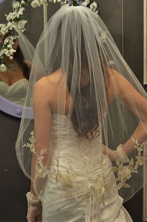 Gorgeous Elena Designs E1157 Gold Lace Applique Wedding Veil