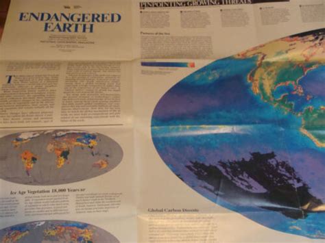 National Geographic Society Map 1988 World Map And Endangered Earth Ebay