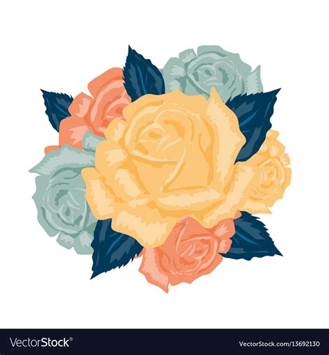 Bouquet Roses Isolated Royalty Free Vector Image