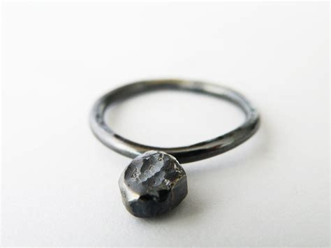 Oxidized Sterling Silver Stacking Ring Black Silver By Steamylab