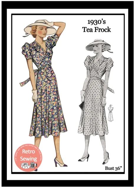 1930s Pretty Tea Frock Sewing Pattern Bust 36 Reproduction 2538