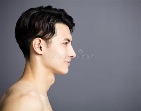 Side View Of Handsome Young Men Face Stock Photo Image