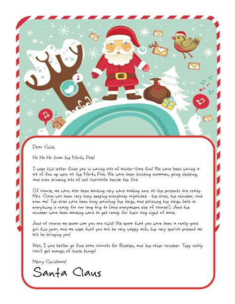 Christmas Day Letter From Santa Free Printable