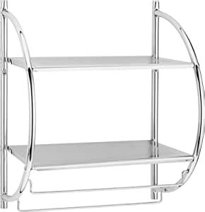 Towel rails & towel holders. New 2 TIER MODERN CHROME WALL MOUNTED BATHROOM SHELF UNIT ...