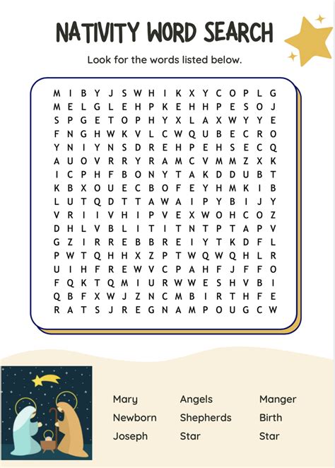Nativity Word Search For Christmas Bible Word Searches Bible Words