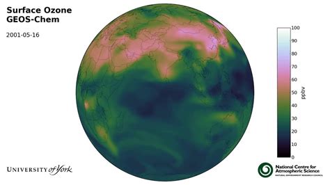 Geos Chem Hourly Surface Ozone Animation Youtube