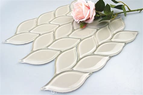 Leaf Neutral Cutting Glass Mosaics For Kitchen And Bathroom Buy