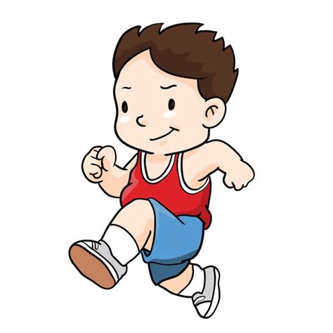 Ilustración De Running Boy Cartoon Vector Premium