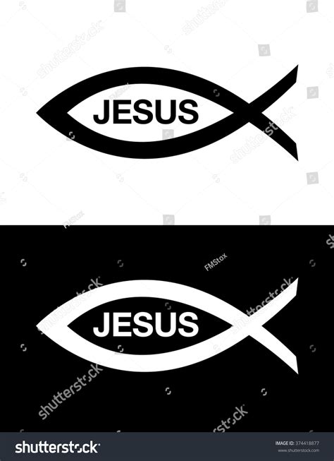 Vector Jesus Fish Symbol Set Stock Vector Royalty Free 374418877