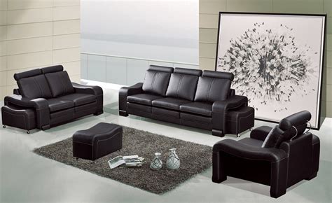 Modern Black Leather Sofa Baci Living Room