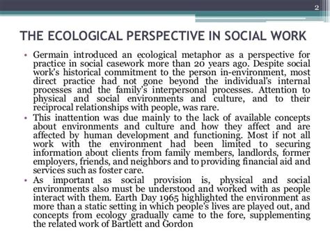 The Ecological Perspective In Social Work