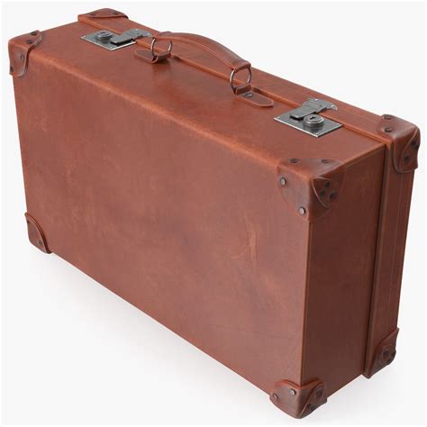 Vintage Leather Suitcase Medium Brown 3d Model 49 3ds Blend C4d