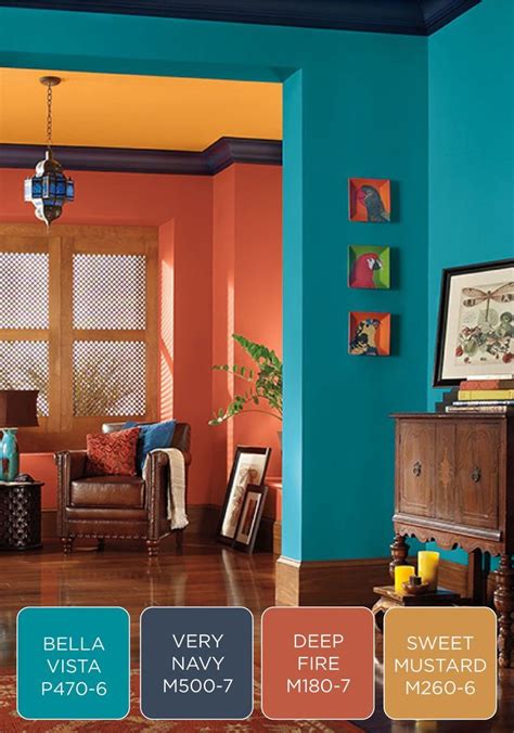 Kitchen burnt orange paint colors walls plaid curtains. Make a bold statement in your entryway with a colorful ...