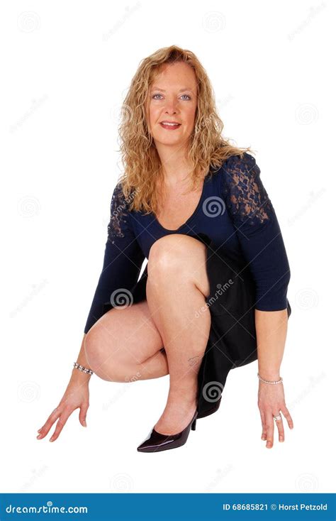 Lovely Woman Crouching On Floor Stock Image Image Of Pretty Charming