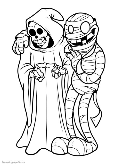 Grim Reaper and a mummy | Coloring Pages 24