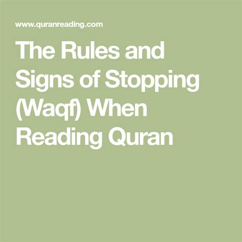The Rules And Signs Of Stopping Waqf When Reading Quran Quran
