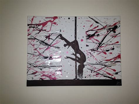 Pole Dancing Acrylic Painting Draw Black Silhouette With Acrylic Black