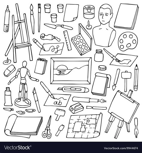 Set With Doodle Art Elements Royalty Free Vector Image