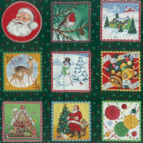 Cotton fabric~4 pillow panels~cats cat on brown / tan. Circle Santa Fabric Panel
