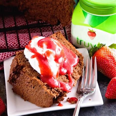 Broiled angel food cake with maple whipped cream. Chocolate Angel Food Cake with Strawberry Sauce | Recipe ...