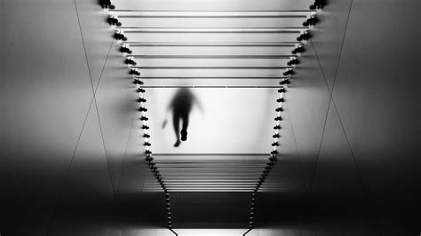 Download Wallpaper 2560x1440 Silhouette Stairs Bw Transparent