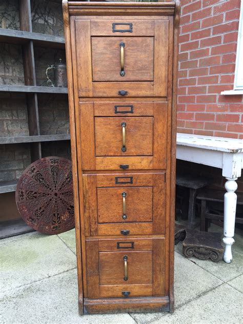 Filing cabinets in very original antique style. Oak 4 Drawer Filing Cabinet - Antiques Atlas