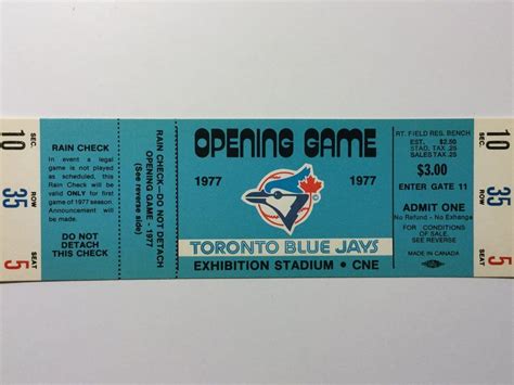 Blue Jays Rare First Baseball Game Full Ticket 1977 Blue Jays Open