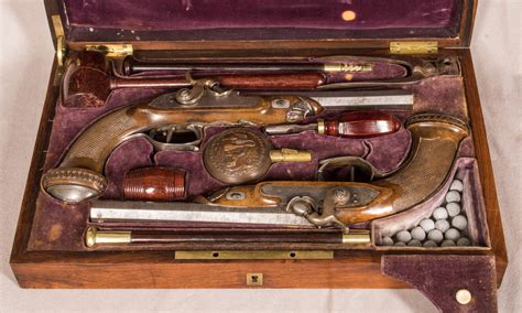 Cased Pair Of French Dueling Pistols With Liege Proof Marked Balledent