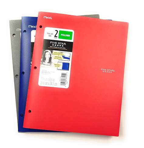 Mead Five Star Durable Poly 2 Pocket Folder With Stay Put Tabs Set Of