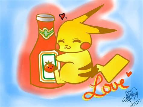 Pikachus Love For Ketchup By Oxsnowflakezxo On Deviantart