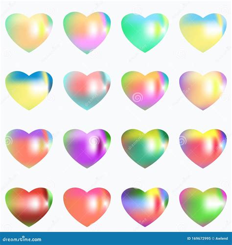 Set Of Multi Colored Hearts Isolated On White Background Stock Vector