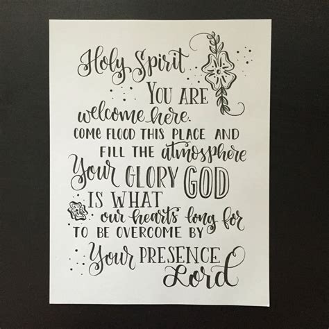 Hand Lettered Print, Holy Spirit You Are Welcome Here | Hand lettered ...