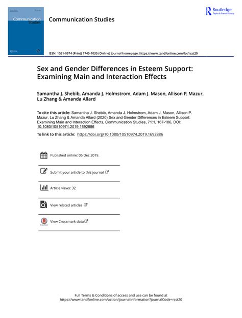 Pdf Sex And Gender Differences In Esteem Support Examining Main And