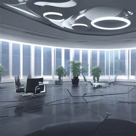 A Futuristic Office Building With A Futuristic Floor Stable Diffusion