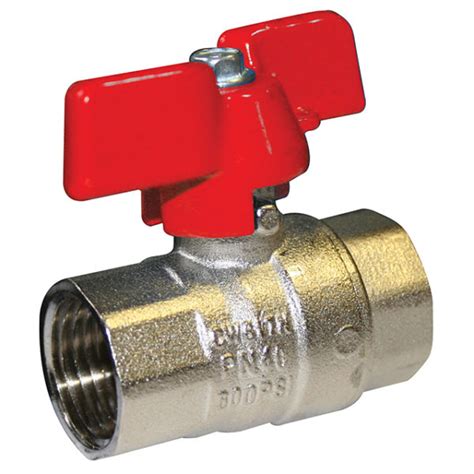 Brass Ball Valve Standard Pattern Red Butterfly Handle WRAS Approved Leengate Valves
