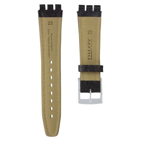 Diloy Genuine Textured Bison Leather Watch Strap For Swatch Irony