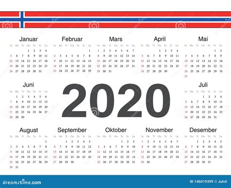 Vector Norwegian Circle Calendar 2020 Stock Vector Illustration Of