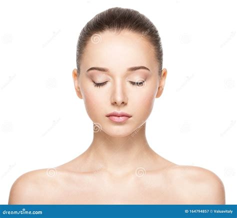 Face Of A Beautiful Girl With Closed Eyes Closeup Stock Image Image