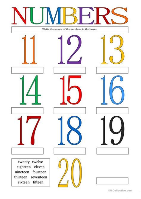 Numbers 11 20 Number Words Worksheets Kids Math Worksheets Worksheets