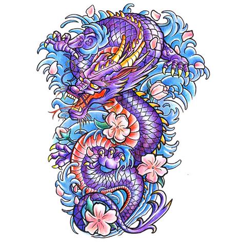 Colorful Japanese Dragon Tattoo Design