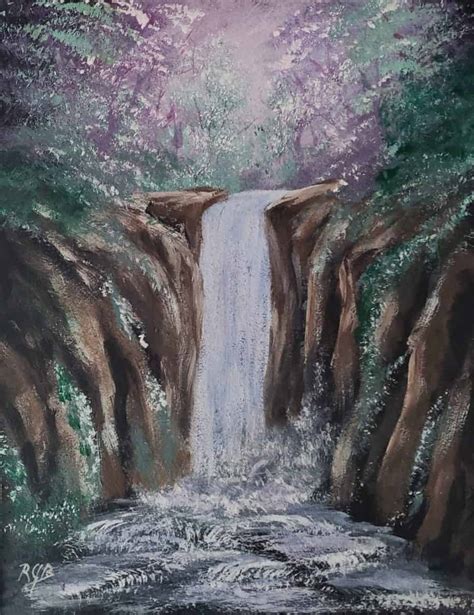 Waterfalls Acrylic Painting Rjb Art Studio