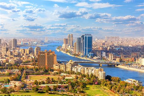 Beautiful View Of Cairo And The Nile From Above Egypt Stock Photo